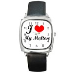 I Love My Maltese Square Metal Watch
