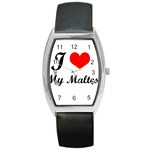 I Love My Maltese Barrel Style Metal Watch