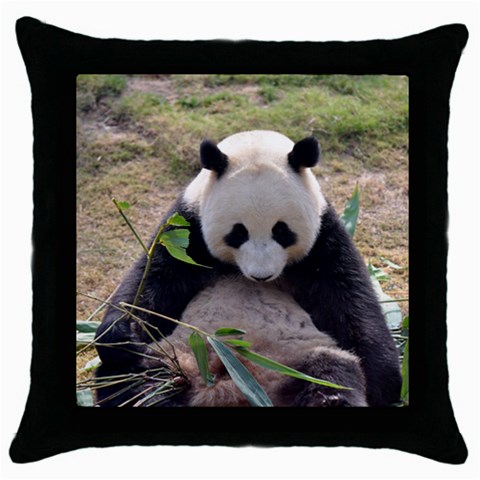 Big Panda Throw Pillow Case (Black) from ZippyPress Front