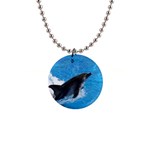 Swimming Dolphin 1  Button Necklace