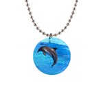Jumping Dolphin 1  Button Necklace