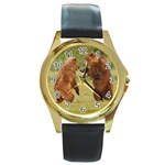 bear4 Round Gold Metal Watch