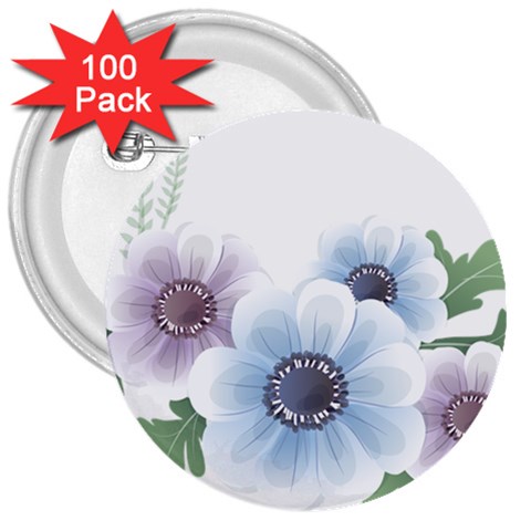 Flower028 3  Button (100 pack) from ZippyPress Front