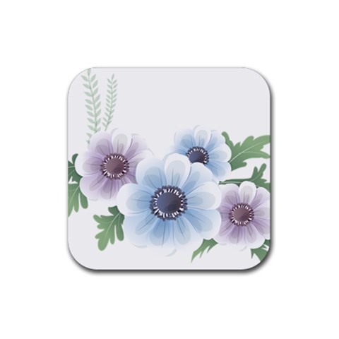 Flower028 Rubber Coaster (Square) from ZippyPress Front