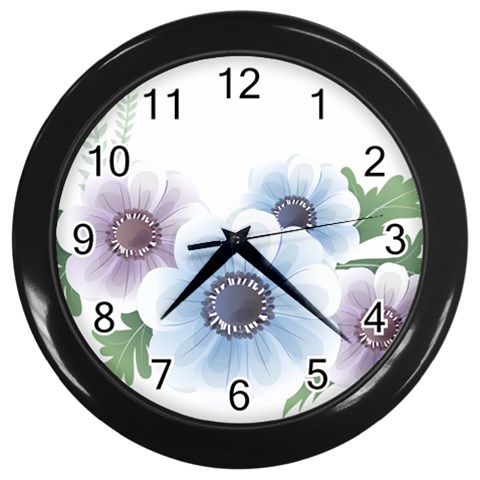 Flower028 Wall Clock (Black) from ZippyPress Front